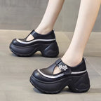Damen Chunky Schnürschuhe mit verstellbarem Riemen und modischen Blütenapplikationen R&B