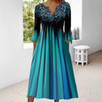 Damen Midikleid mit eleganter Bestickung und fließendem Schnitt R&B