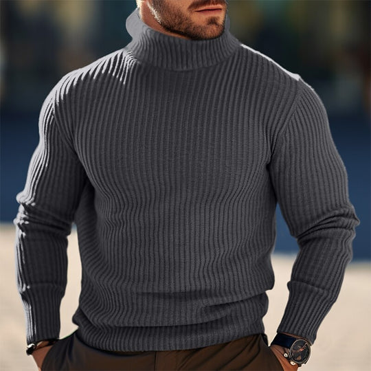 Herren Stehkragen Pullover aus strukturiertem Strick R&B