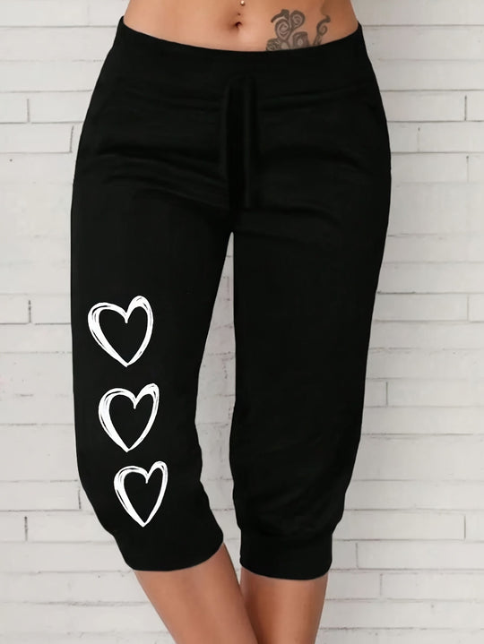 Damen Freizeithose mit lässigem Schnitt und verspieltem Herzmotiv R&B