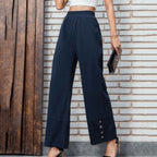 Damen Weite Leisure-Hose mit dekorativen Druckknöpfen R&B