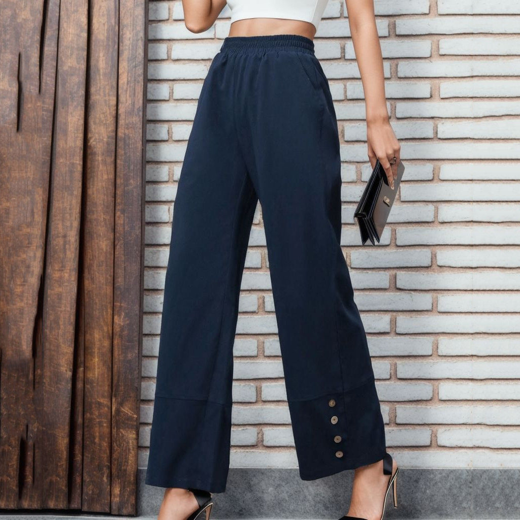 Damen Weite Leisure-Hose mit dekorativen Druckknöpfen R&B