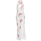 Damen Elegantes Maxikleid mit floralem Print und transparentem Schlitz R&B