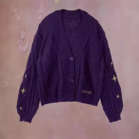 Damen Grob gestrickte Cardigan mit dekorativen Sternen R&B