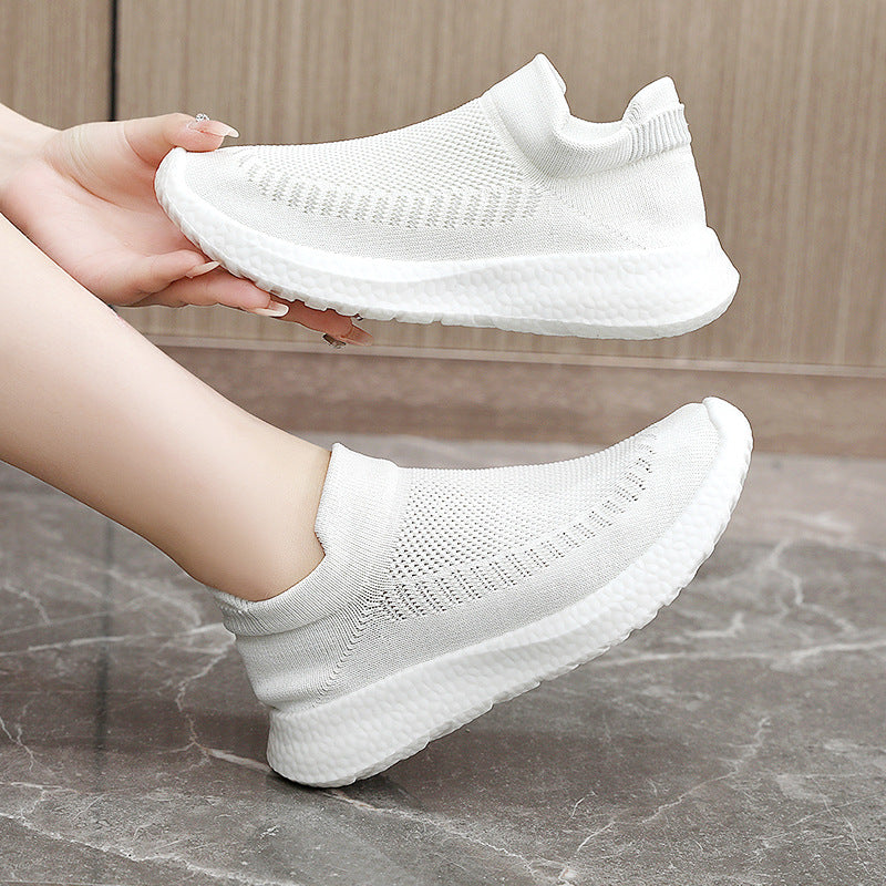 Damen atmungsaktive Slip-On Sneakers mit flexiblem Strick-Obermaterial R&B