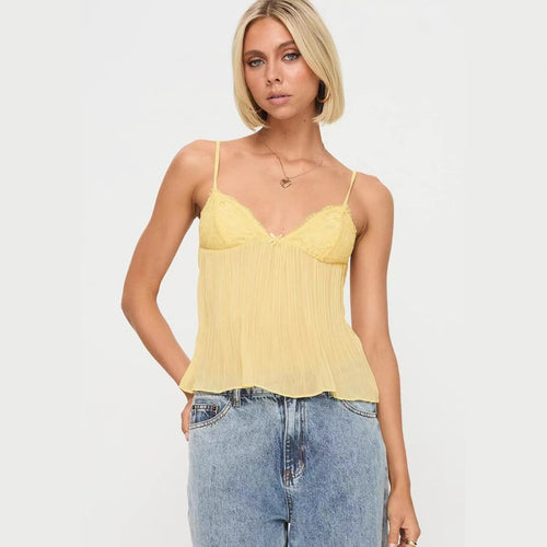 Damen Transparente Plissee-Bluse mit Spitzenapplikationen R&B