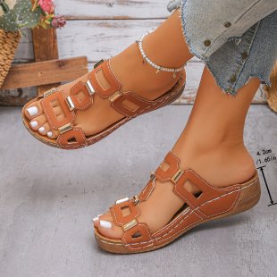 Damen modische Plateausandalen mit dekorativen Glitzerelementen R&B