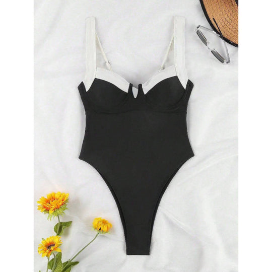 Damen Einteiliger Badeanzug mit raffiniertem Bustier-Design und hohen Beinausschnitten R&B