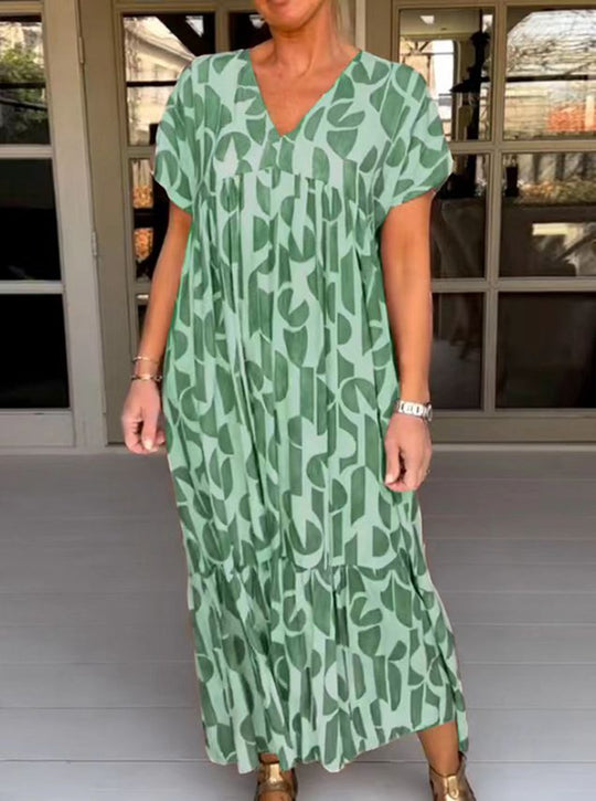 Damen Maxikleid mit modernem grafischen Design Heidi-Mode