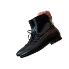 Damen elegante Schnürstiefel aus hochwertigem Leder mit robustem Blockabsatz R&B