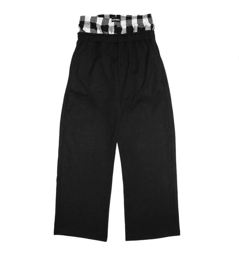 Damen nan lässige Jersey-Loungehose mit elastischem Bund und weitem Bein R&B