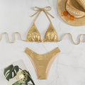 Damen Triangel-Bikini-Set mit glänzenden Akzenten und verstellbaren Trägern R&B
