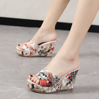Damen Keilabsatz-Sandaletten mit floralem Design R&B