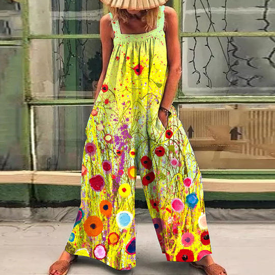 Damen lässiger Jumpsuit mit floralem Muster und weitem Schnitt R&B