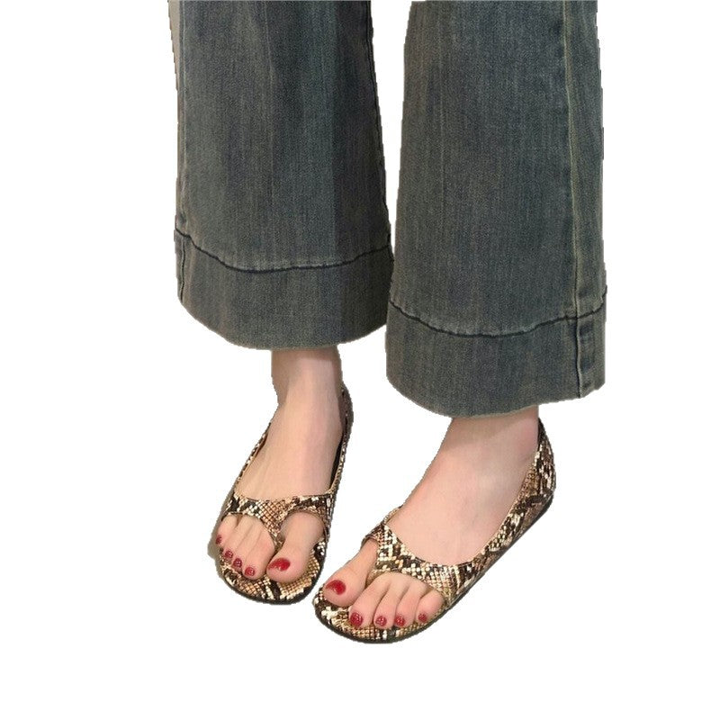 Damen elegante Sommerschuhe mit harmonischem Schlangenlederdesign R&B