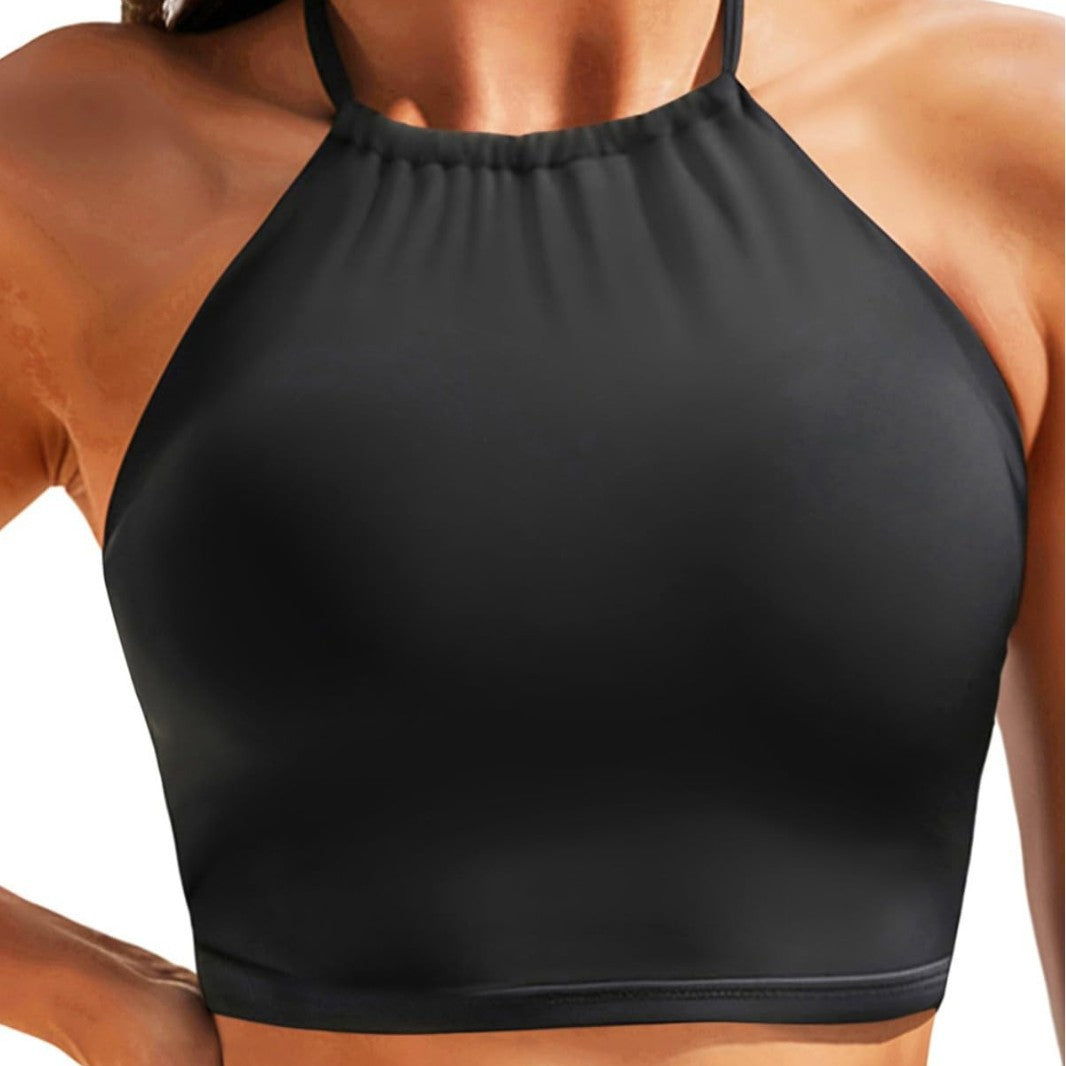 Damen Sportliches Bikini-Oberteil mit Halterneck-Design R&B