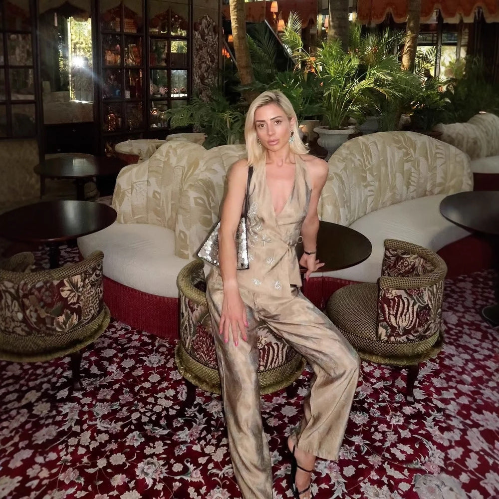 Damen Palazzo-Hose mit floralem Muster und elegantem Schnitt R&B