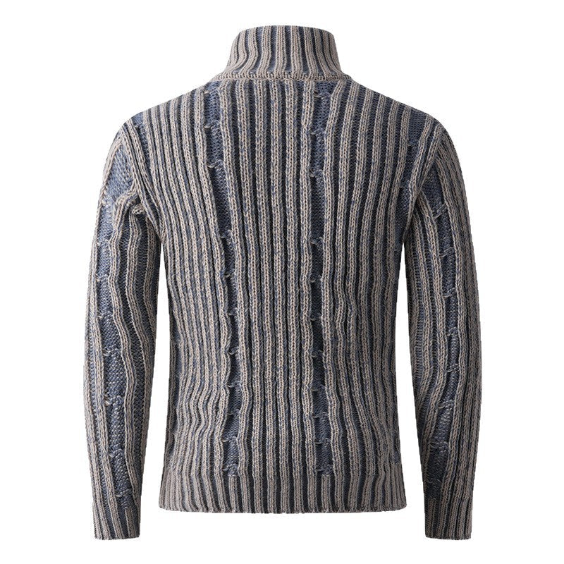 Herren modische Strickjacke mit hochabschließendem Reißverschluss und einzigartigem Muster R&B