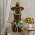 Damen Bikini-Set mit verziertem Wickelrock R&B