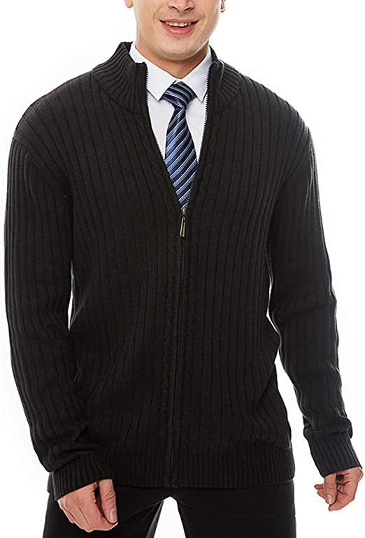 Herren Strickjacke mit modernen Zipper-Details und feinem Rippmuster R&B