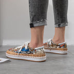 Damen Sneaker mit Korksohle und buntem Schlangenmuster R&B