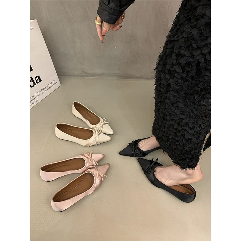 Damen spitze Ballerinas aus luxuriösem Satin mit zarter Schleifenverzierung R&B