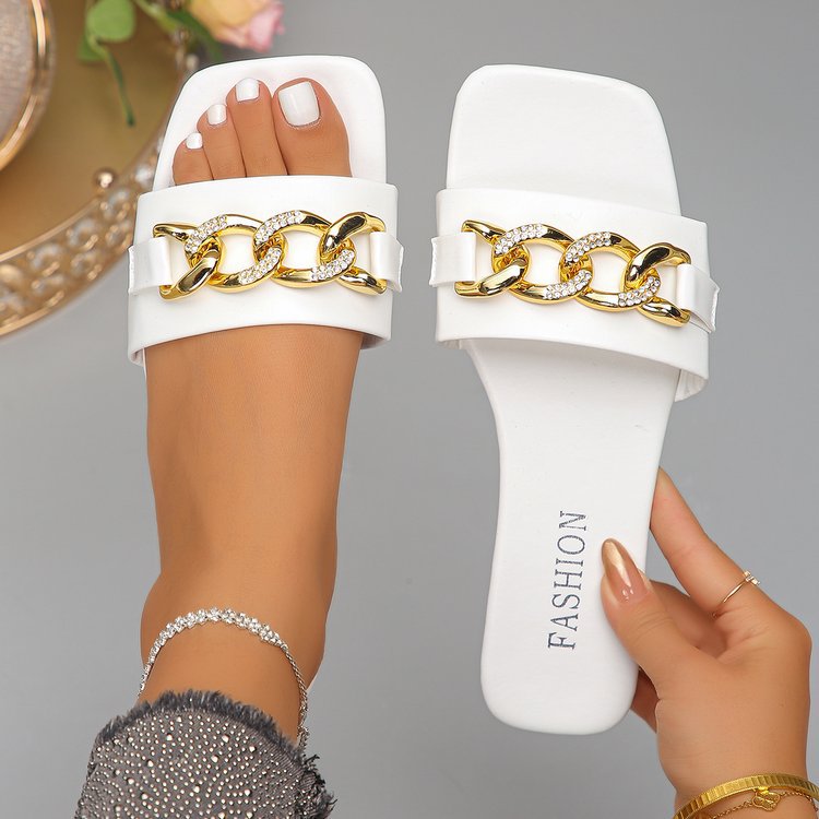 Damen Komfortable Sandalen mit funkelndem Kettenakzent R&B