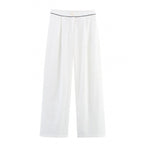 Damen weite Hochkannt-Hose mit eleganter Bundverzierung R&B