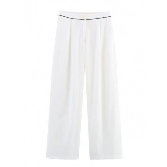 Damen weite Hochkannt-Hose mit eleganter Bundverzierung R&B
