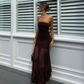 Damen Elegantes Maxikleid mit gerafftem Oberteil und transparentem Rock R&B