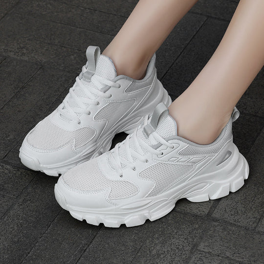 Unisex nan voluminöse Plateau-Sneaker mit atmungsaktivem Mesh, stoßdämpfender Zwischensohle und rutschfester Profilsohle R&B