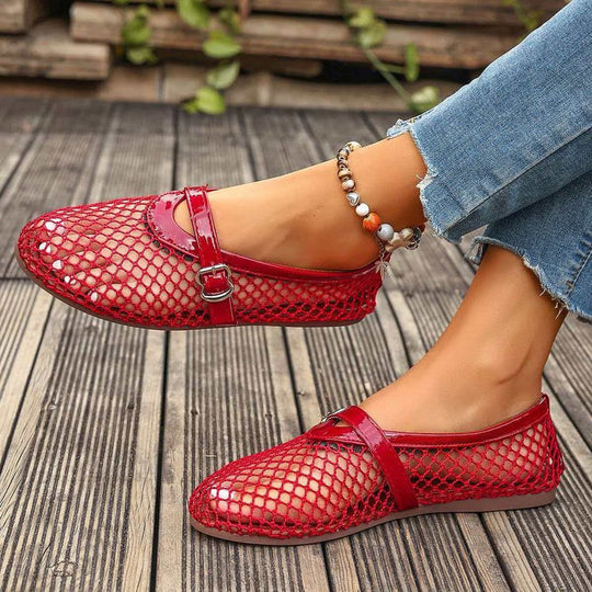 Damen Stilettos mit netzartigem Obermaterial und moderner Schnallenapplikation R&B