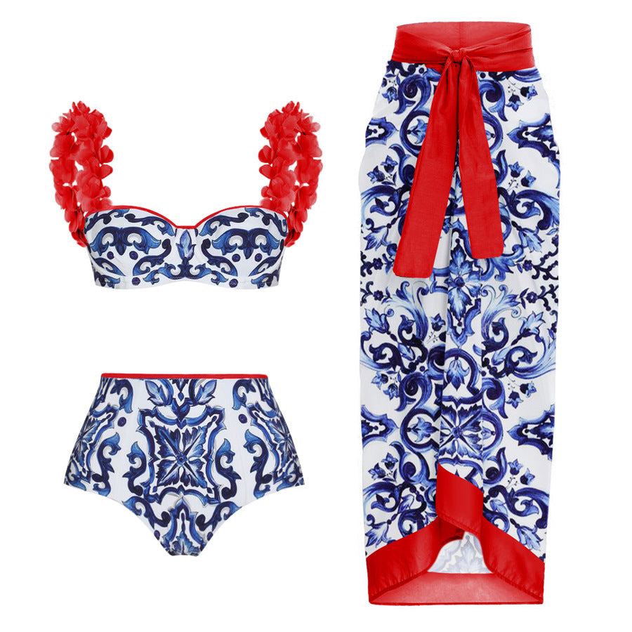 Damen Bikiniset mit floralem Muster und eleganten Rüschendetails R&B