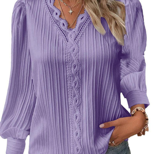 Damen Bluse mit strukturiertem Design und romantischen Spitzenakzenten R&B