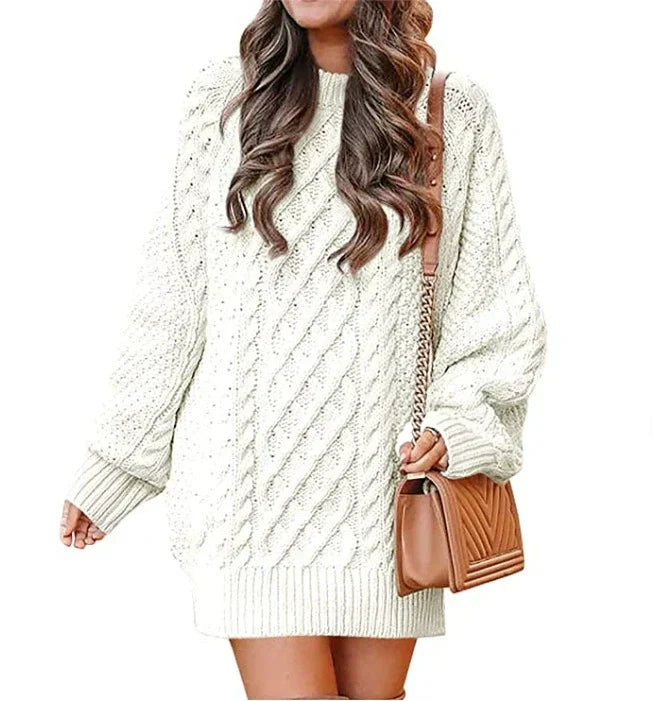 R&B | Gestricktes Damen Mini Pullover Kleid mit Langen Ärmeln