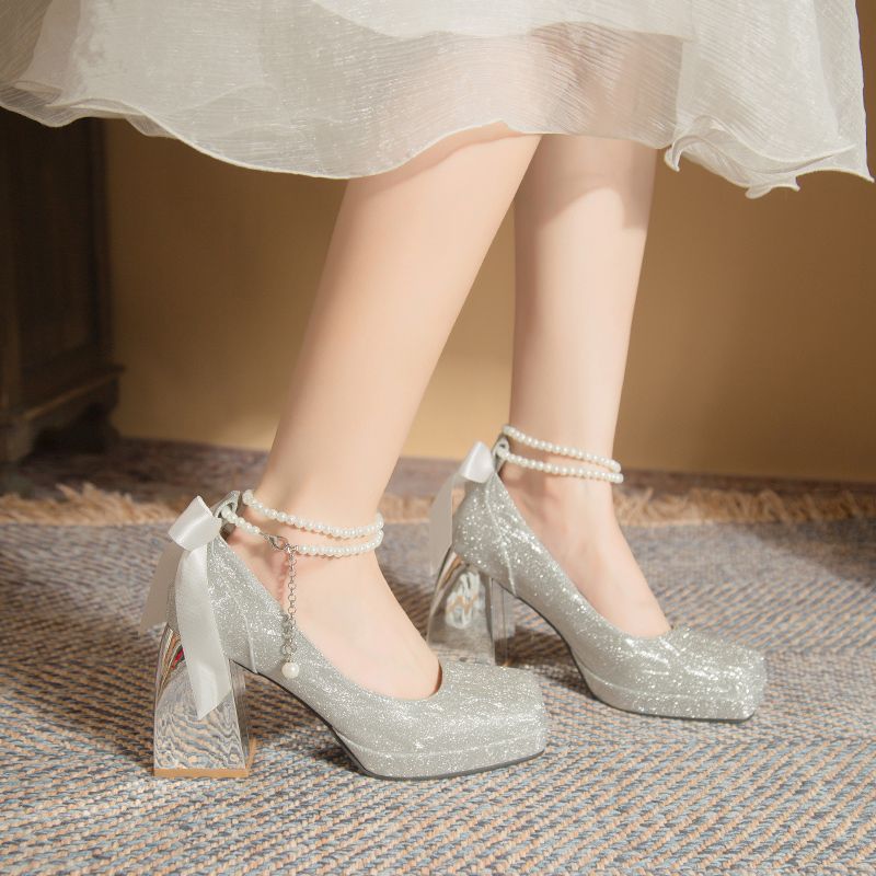 Damen Plateau Pumps mit glamourösem Blockabsatz R&B