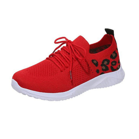 Damen nan atmungsaktiver Strick-Sneaker mit elastischem Einstieg, gepolstertem Komfortfußbett und Animalprint-Fersenbesatz R&B