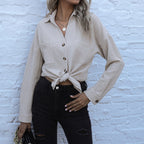 Damen Strukturierte Bluse mit Knopfdetail und Brusttaschen