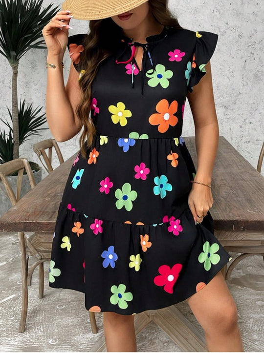 Damen Röhrenkleid mit Rüschendetails und gestreiftem Design R&B