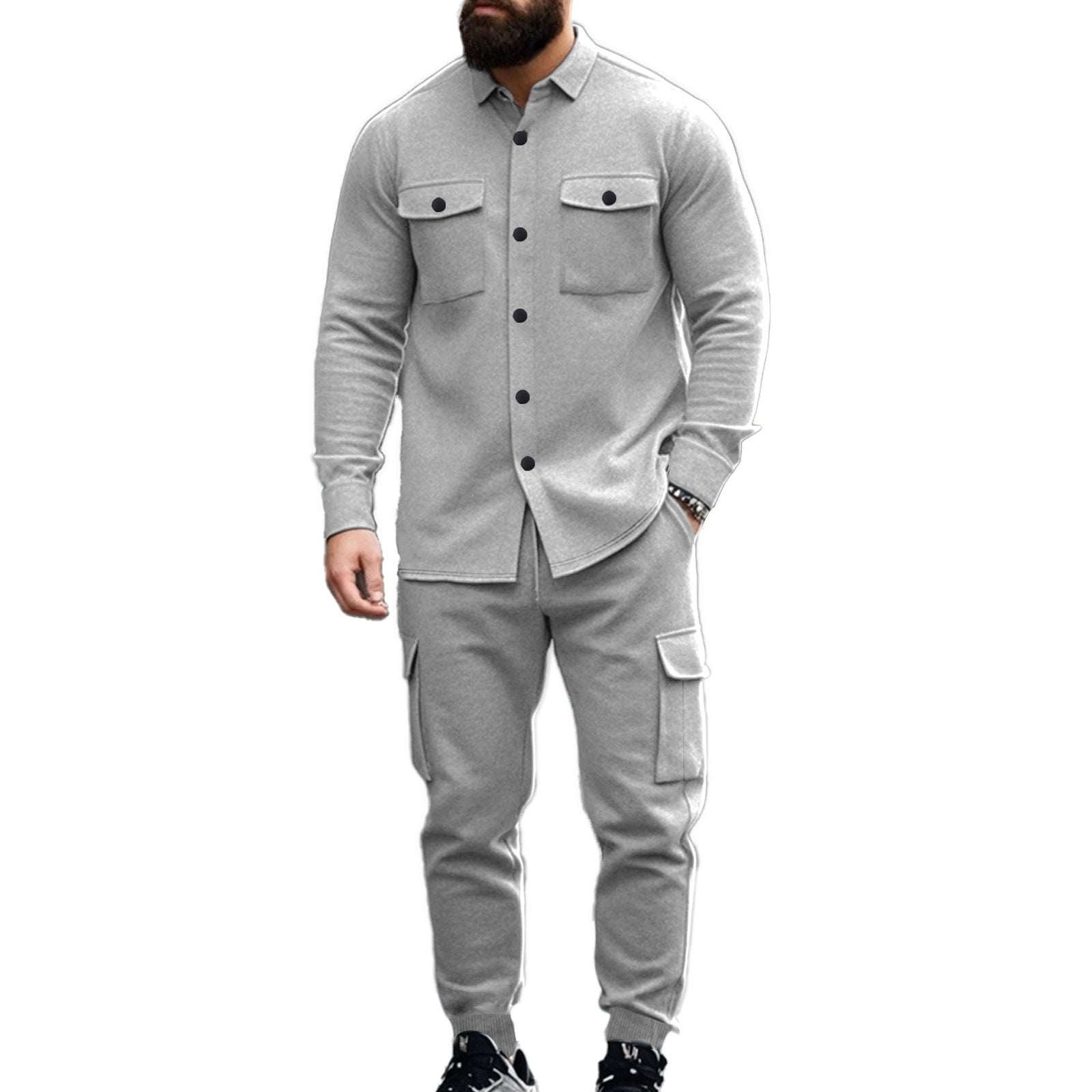 Herren nan Overshirt-Jacke im urbanen Utility-Look mit aufgesetzten Brusttaschen R&B