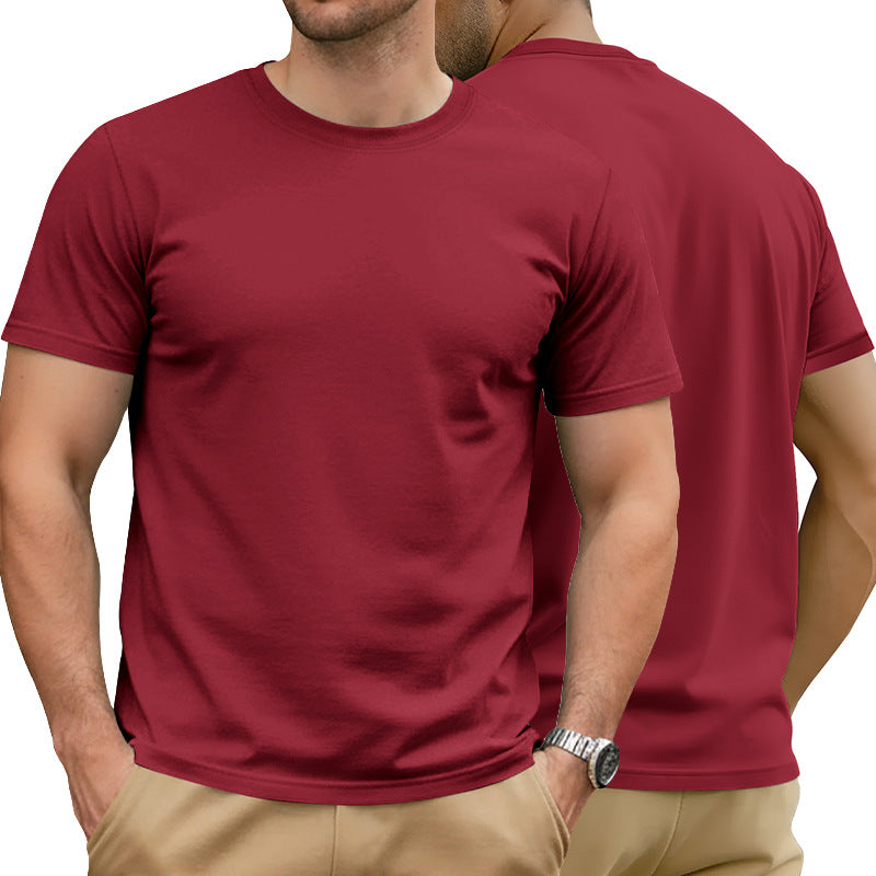 Herren nan Basic Kurzarm-T-Shirt aus hochwertigem Baumwollmix mit Rundhalsausschnitt, flachen Nähten und Regular Fit R&B