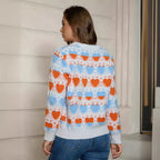 Damen Strickpullover mit Herzmuster und lockerer Passform R&B