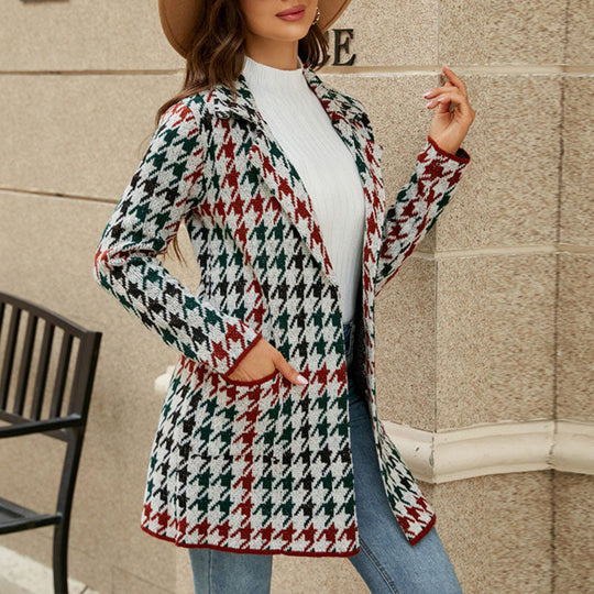 R&B | Jacke mit Karomuster Klassischer Schnitt Struktur und Statement