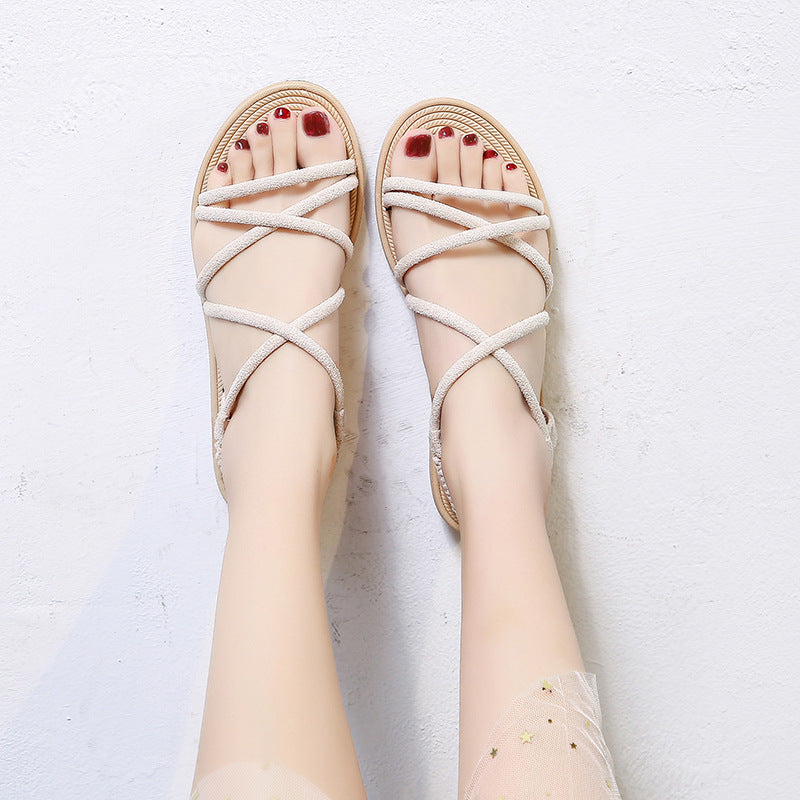 Damen bequeme Riemchen-Sandalen mit ergonomischer Fußbettgestaltung und elastischen Einsätzen R&B