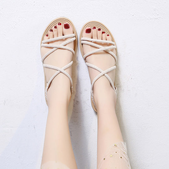 Damen bequeme Riemchen-Sandalen mit ergonomischer Fußbettgestaltung und elastischen Einsätzen R&B