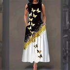 Damen Maxikleid mit floralem Motiv und praktischen Taschen R&B