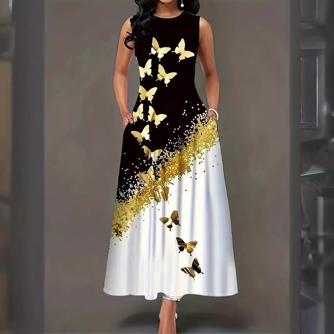 Damen Maxikleid mit floralem Motiv und praktischen Taschen R&B