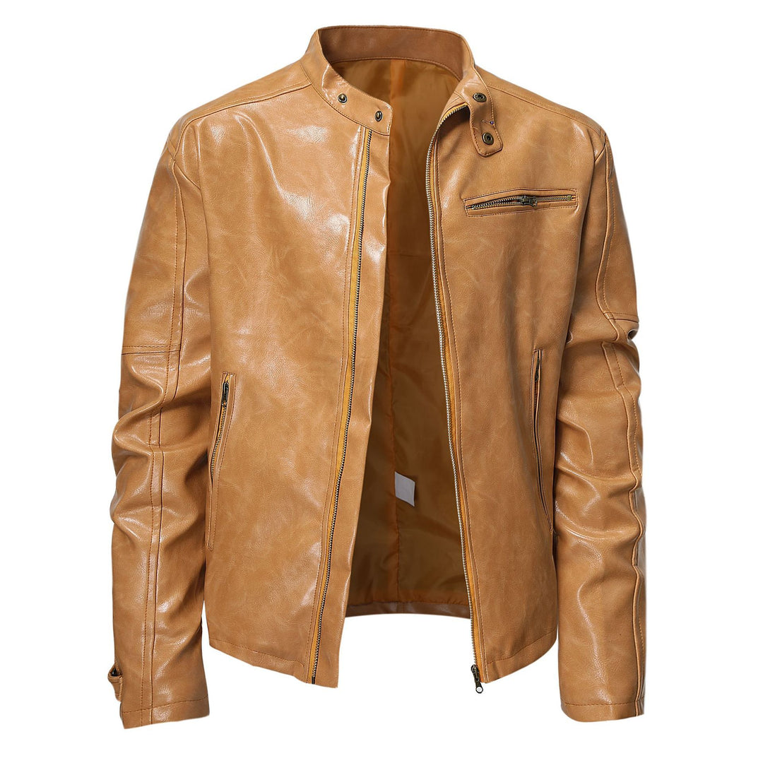 Herren Kunstleder Bikerjacke mit modernem Schnitt