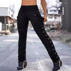 Damen Modische Freizeitleggings mit praktischen Taschen und Druckknöpfen