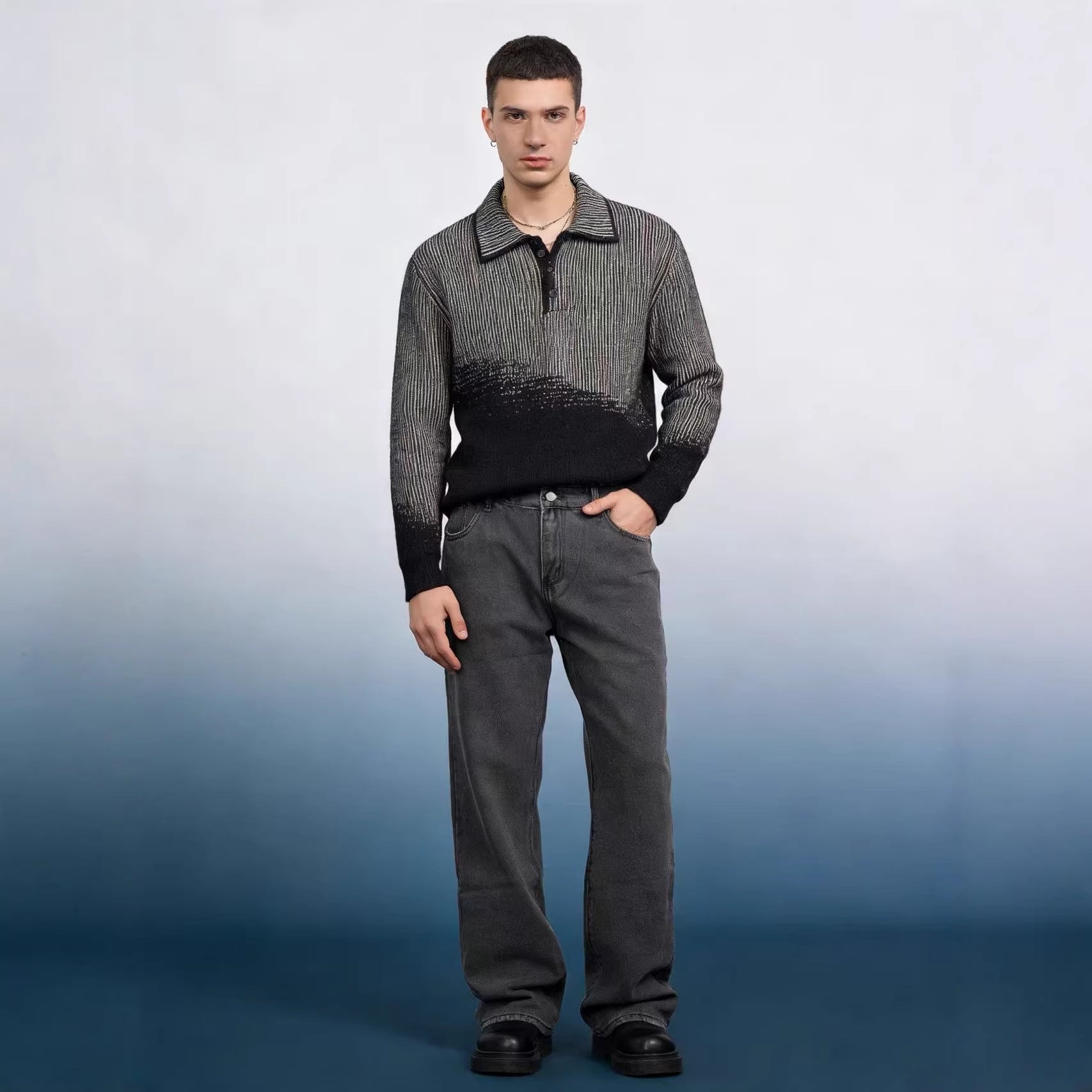Herren Weite Chino-Hose mit hoher Taille